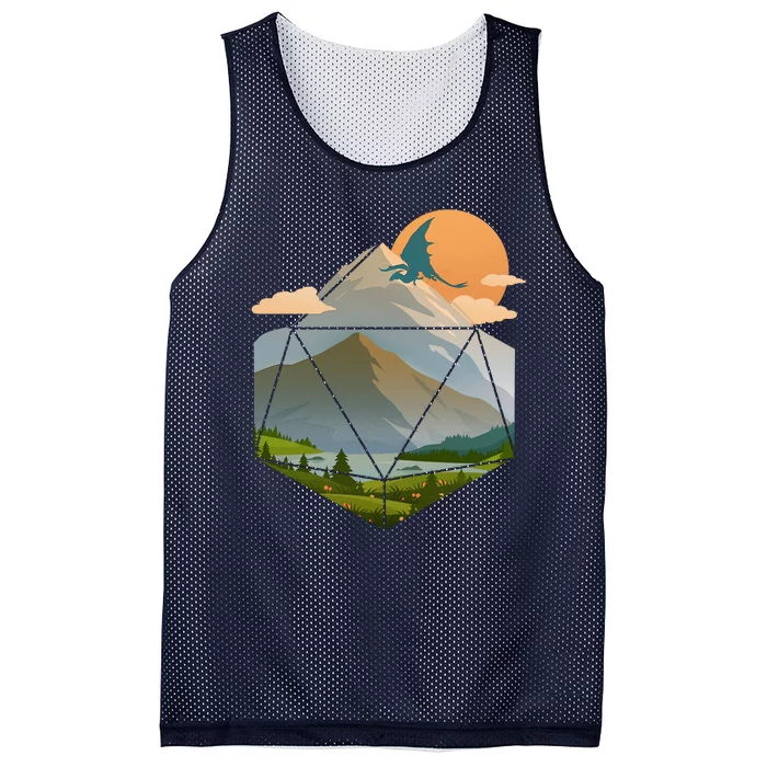 Dungeons Dragons DnD D20 Dice Mountain Nature Scene Mesh Reversible Basketball Jersey Tank