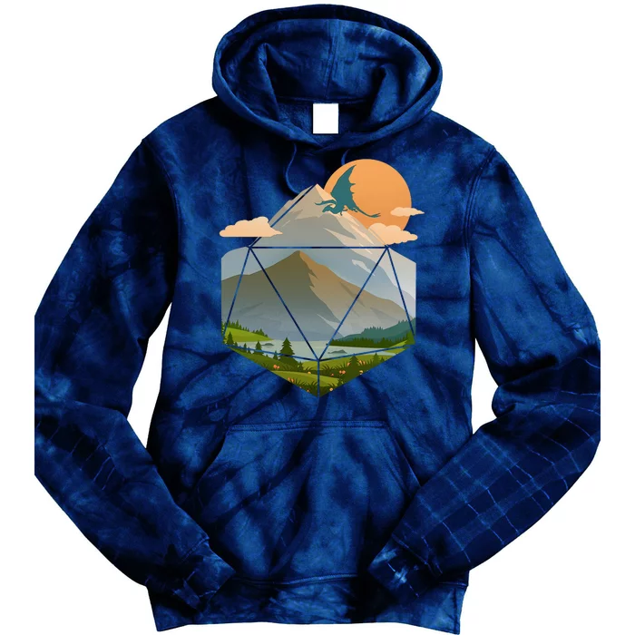 Dungeons Dragons DnD D20 Dice Mountain Nature Scene Tie Dye Hoodie