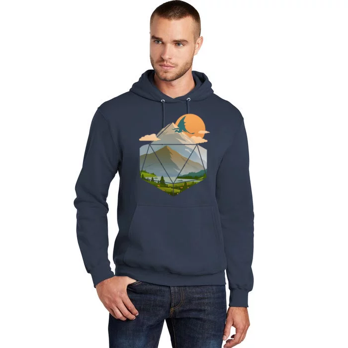 Dungeons Dragons DnD D20 Dice Mountain Nature Scene Tall Hoodie