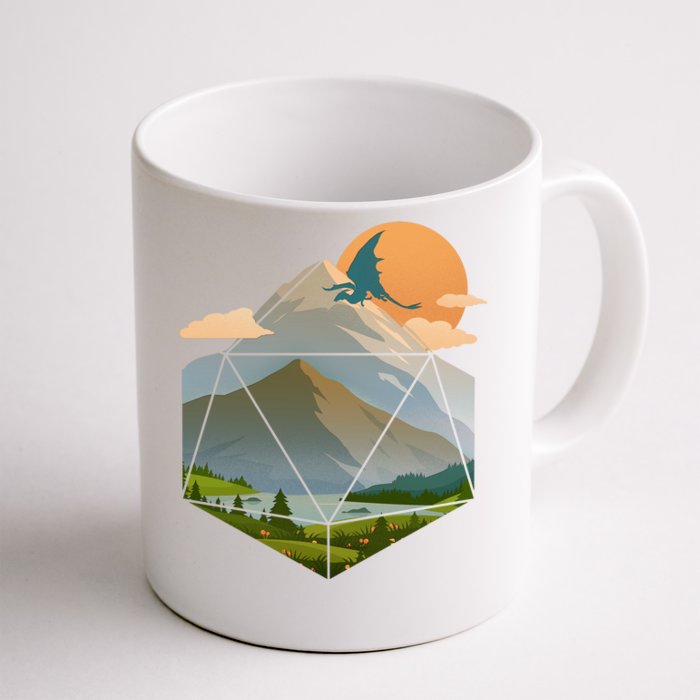 Dungeons Dragons DnD D20 Dice Mountain Nature Scene Front & Back Coffee Mug