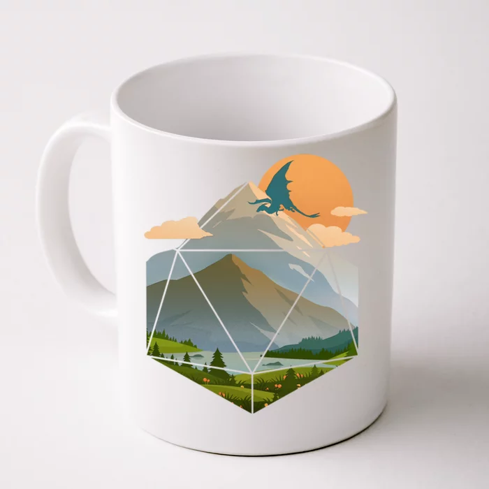 Dungeons Dragons DnD D20 Dice Mountain Nature Scene Front & Back Coffee Mug