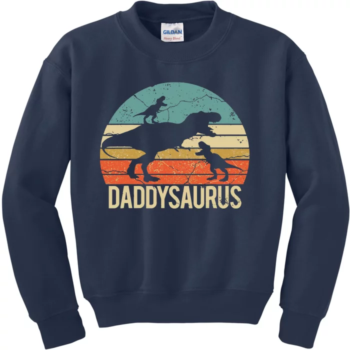 Daddy Dinosaur Daddysaurus 2 Two Christmas For Dad Kids Sweatshirt