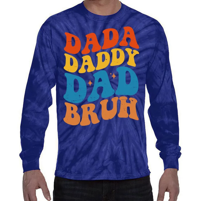 Dada Daddy Dad Bruh Retro Vintage Tie-Dye Long Sleeve Shirt