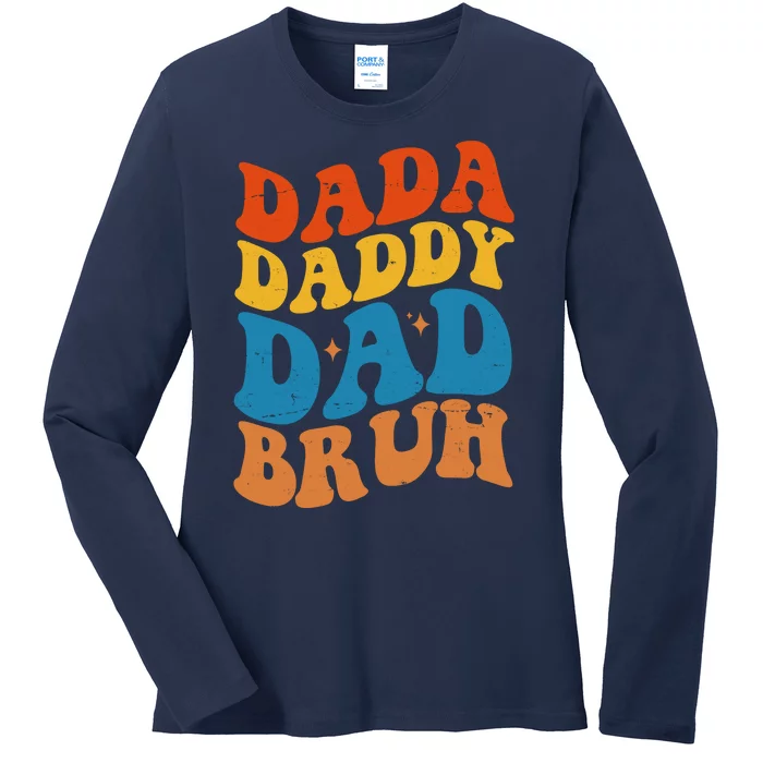 Dada Daddy Dad Bruh Retro Vintage Ladies Long Sleeve Shirt