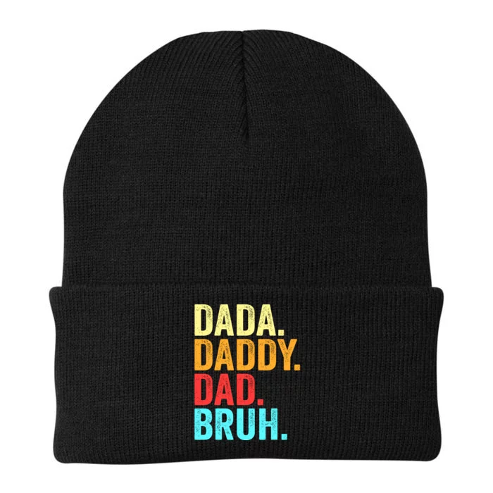 Dada Daddy Dad Bruh Fathers Day Groovy Funny Father Gifts Knit Cap Winter Beanie