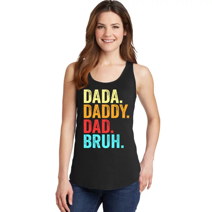 Dada Daddy Dad Bruh Fathers Day Groovy Funny Father Gifts Ladies Essential Tank