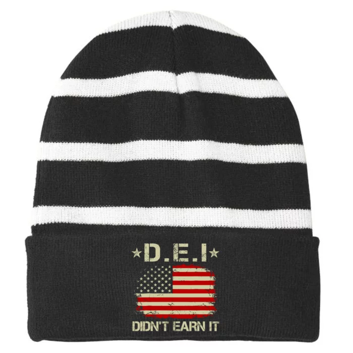 Dei DidnT Earn It Funny Striped Beanie with Solid Band