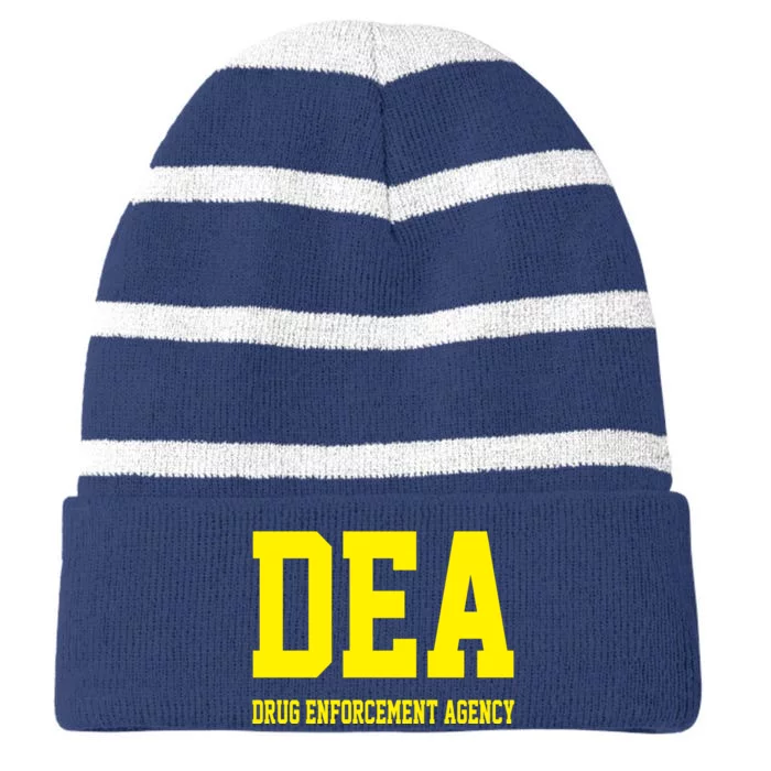 DEA Drug Enforcement Agency Striped Beanie with Solid Band