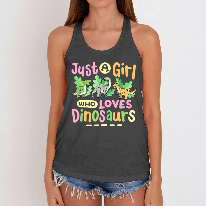 Dinosaur Dinosaurs Expert Just A Girl Who Loves Dinosaurs Women's Knotted Racerback Tank