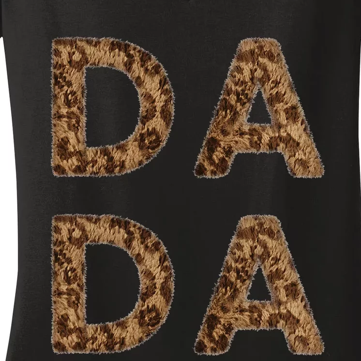 DA DA Father's Day Cheetah Proud New Dad Father Papa Grandpa Women's V-Neck T-Shirt