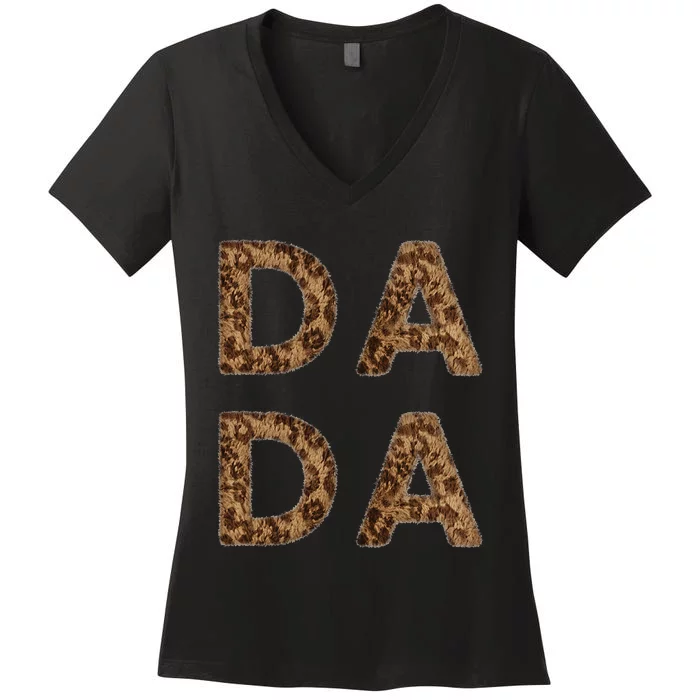 DA DA Father's Day Cheetah Proud New Dad Father Papa Grandpa Women's V-Neck T-Shirt