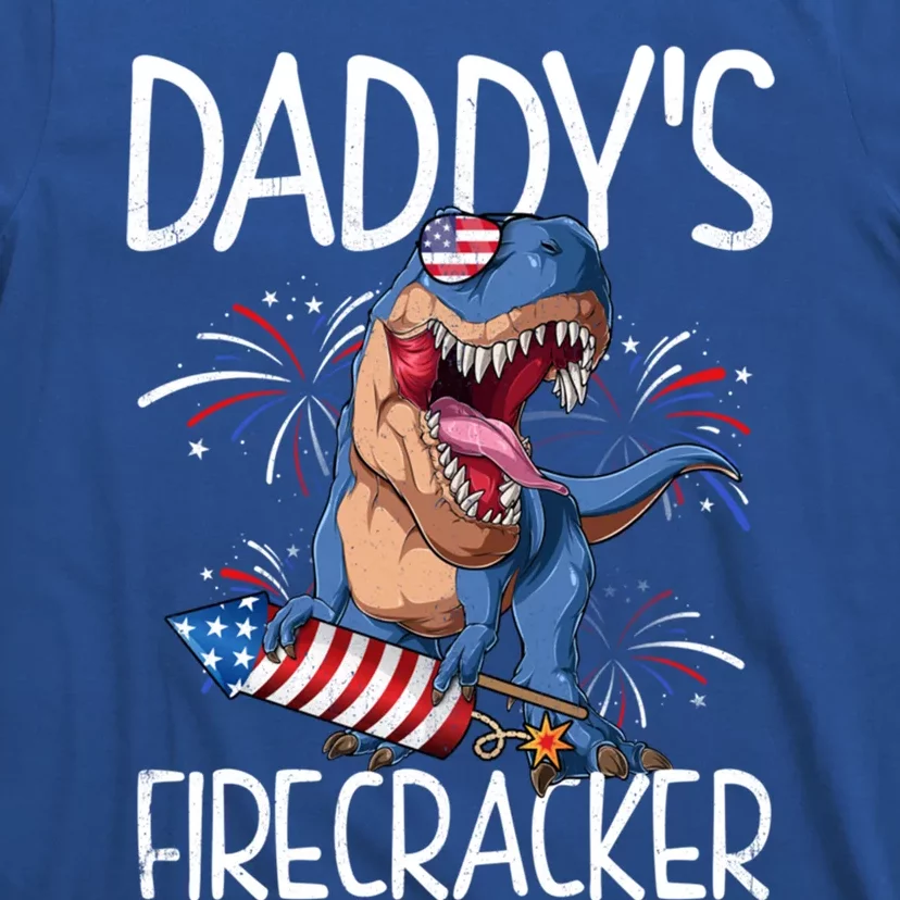 Daddysaurus Daddys Firecracker Dinosaur T Rex 4th Of July Cool Gift T-Shirt