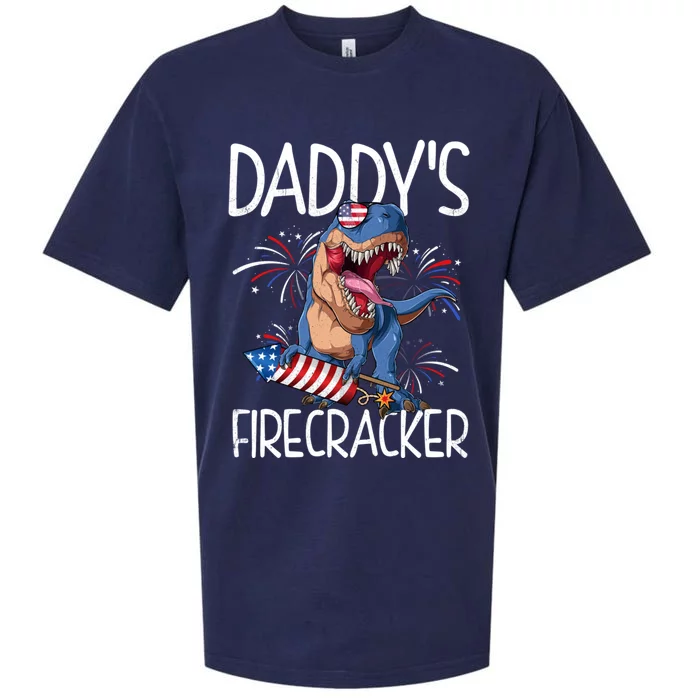 Daddysaurus Daddys Firecracker Dinosaur T Rex 4th Of July Cool Gift Sueded Cloud Jersey T-Shirt