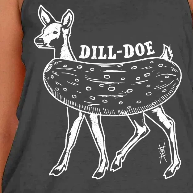 Dill Doe Funny Inappropriate Party Naughty Reindeer She Women's Knotted Racerback Tank