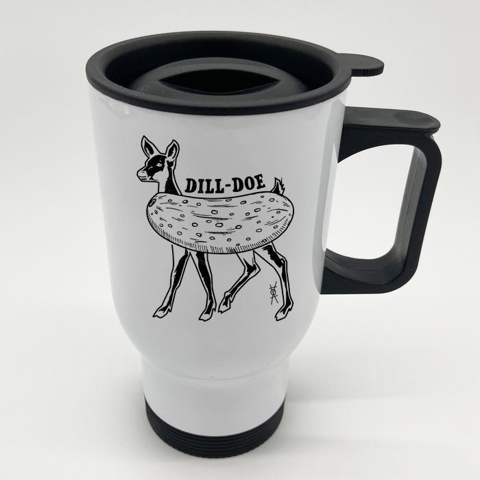 Dill Doe Funny Inappropriate Party Naughty Reindeer She Front & Back Stainless Steel Travel Mug