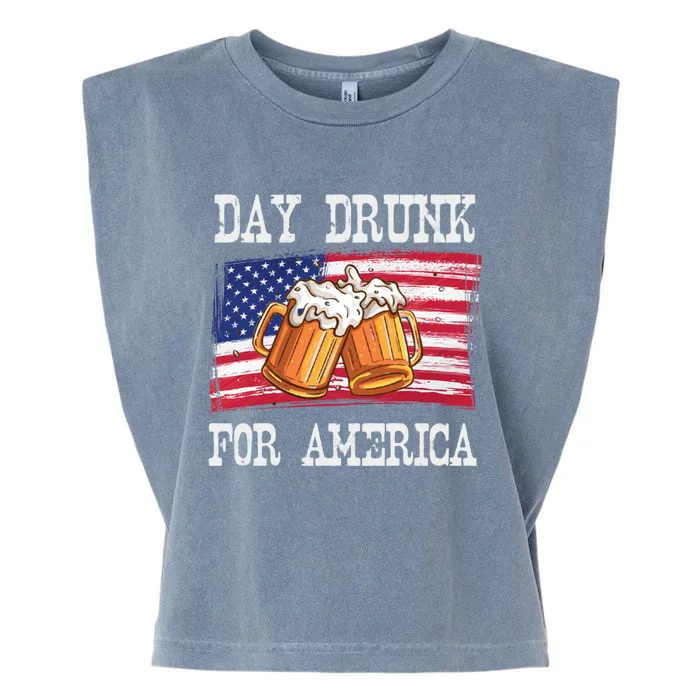 Day Drunk For America Funny Day Ing 4th July Gift Garment-Dyed Women's Muscle Tee