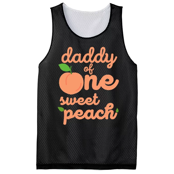 Daddy Dad First Birthday One Sweet Peach Bday Matching Mesh Reversible Basketball Jersey Tank