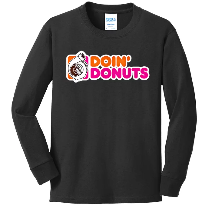 Doin Donuts Funny Racing And Drift Car Enthusiast Gift Kids Long Sleeve Shirt