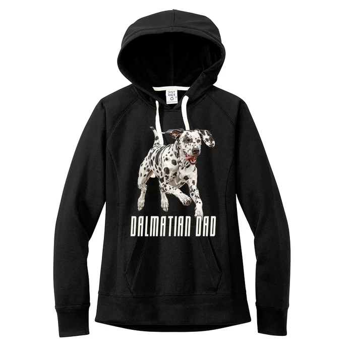 Dalmatian Dad Father Parent Dal Dog Running Cute Adorable Cute Gift Women's Fleece Hoodie