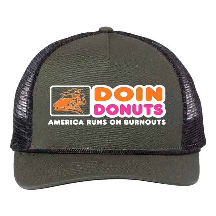 Doin Donuts Funny Burnout Racing Car Enthusiast Retro Rope Trucker Hat Cap