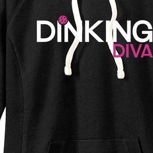 Dinking Diva Funny Pickleball Breast Cancer Awareness Gift Women's Fleece Hoodie