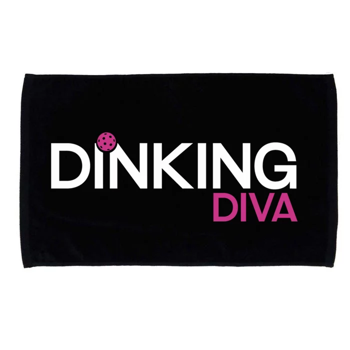 Dinking Diva Funny Pickleball Breast Cancer Awareness Gift Microfiber Hand Towel