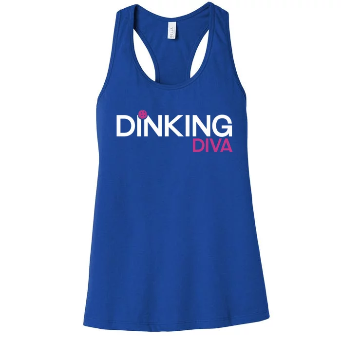 Dinking Diva Funny Pickleball Breast Cancer Awareness Gift Women's Racerback Tank