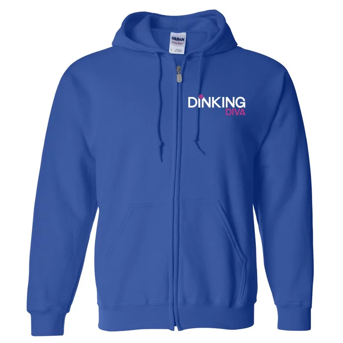 Dinking Diva Funny Pickleball Breast Cancer Awareness Gift Full Zip Hoodie