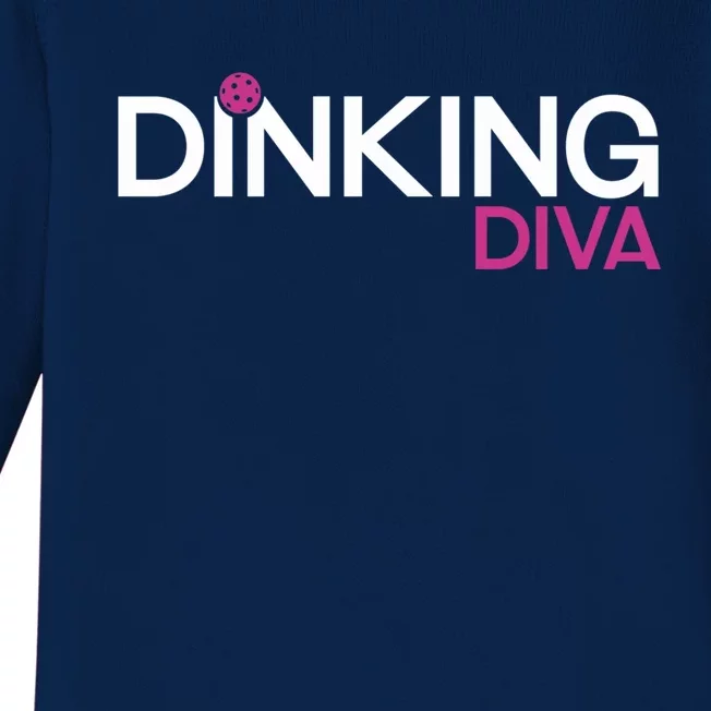 Dinking Diva Funny Pickleball Breast Cancer Awareness Gift Baby Long Sleeve Bodysuit