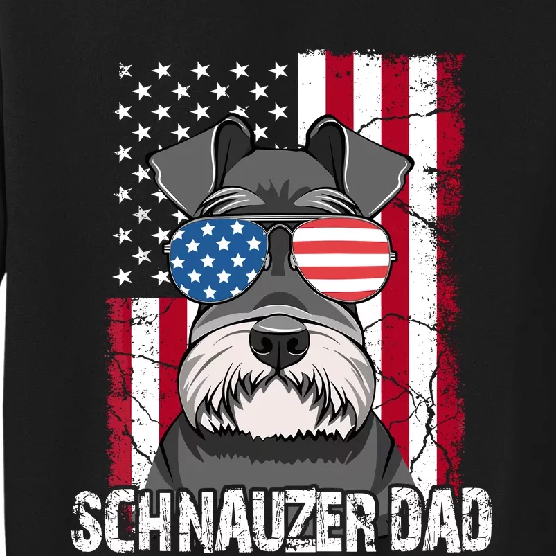 Dog Dad Fathers Day Gift Mini Schnauzer Usa Flag 4th Of July Tall Sweatshirt