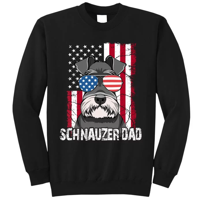 Dog Dad Fathers Day Gift Mini Schnauzer Usa Flag 4th Of July Tall Sweatshirt