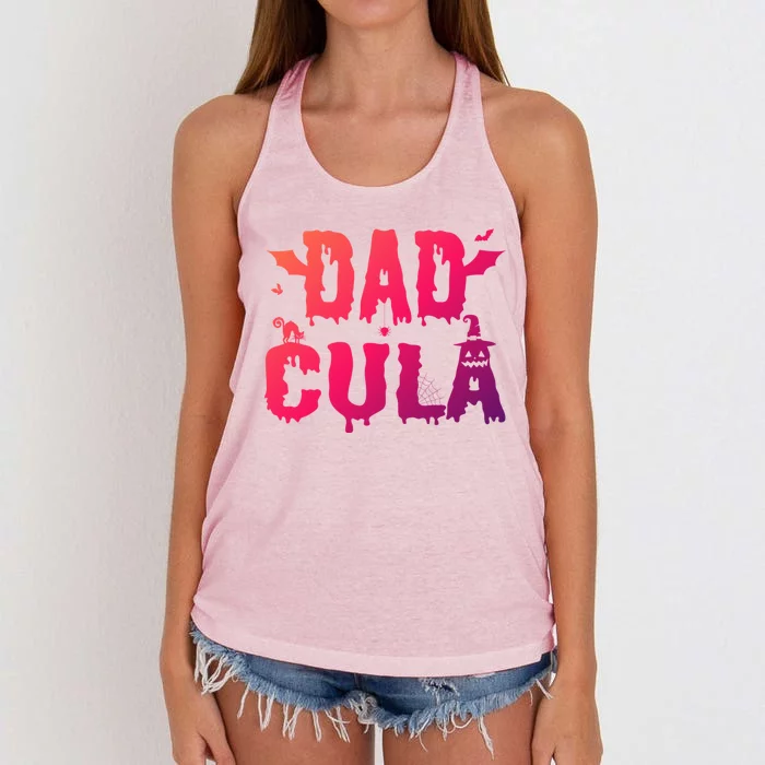 Dadcula Dad Father Halloween Gift Women's Knotted Racerback Tank