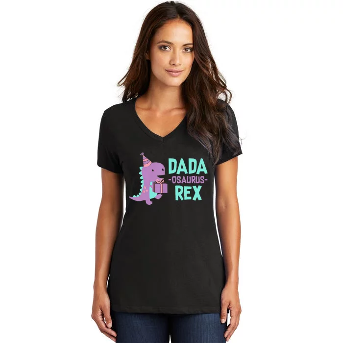 Dada Dinosaur Family Matching Birthday Party Daughter Women's V-Neck T-Shirt