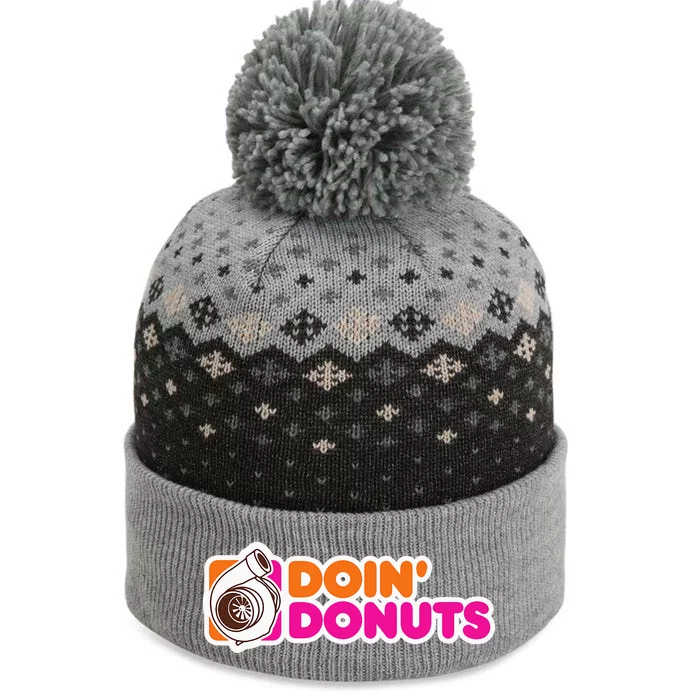 Doin Donuts Funny Racing & Drift Car Enthusiast The Baniff Cuffed Pom Beanie