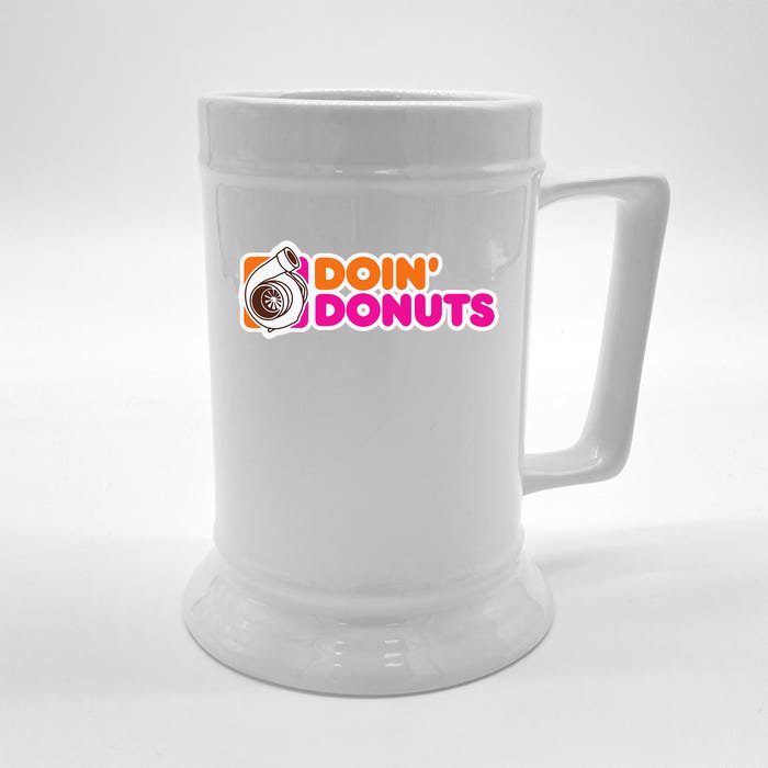 Doin Donuts Funny Racing & Drift Car Enthusiast Front & Back Beer Stein