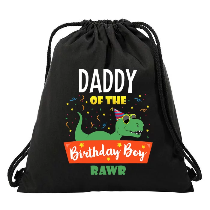 Daddy Dinosaur Funny Cute Birthday Boy Family Matching Dino Drawstring Bag