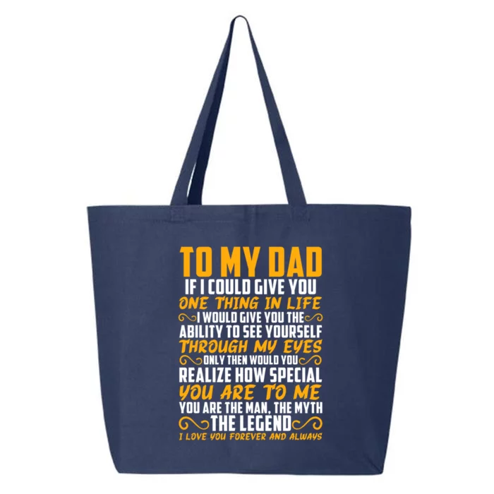 Dear Dad Funny Father Graphic Fatherhood Papa Funny Gift 25L Jumbo Tote