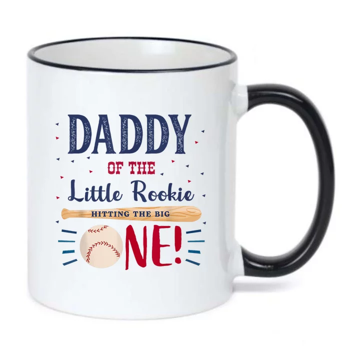 Daddy Dad First Birthday Little Rookie Baseball The Big One Black Color Changing Mug