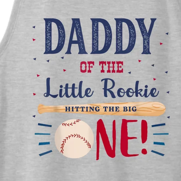 Daddy Dad First Birthday Little Rookie Baseball The Big One Ladies Tri-Blend Wicking Tank