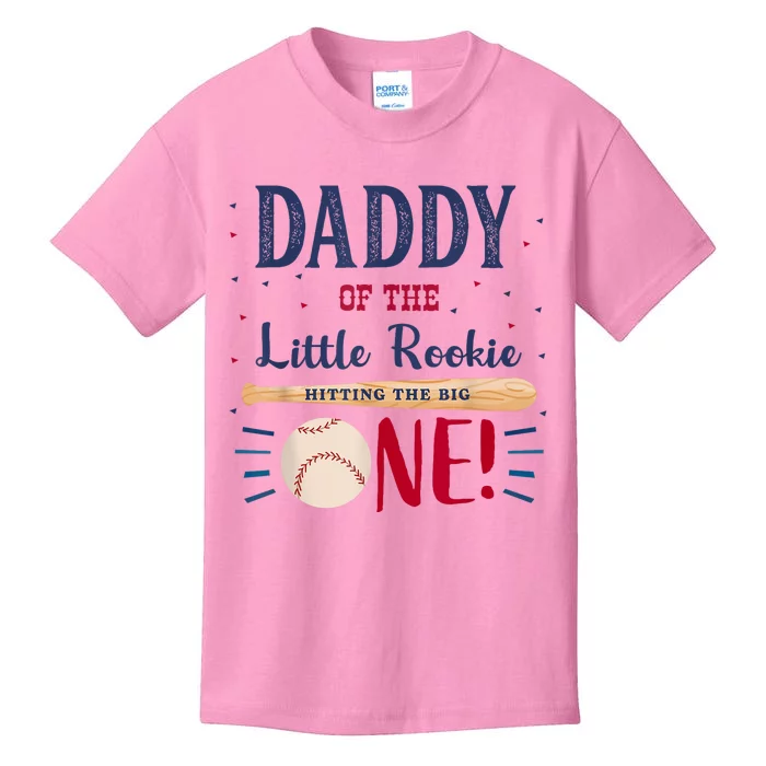 Daddy Dad First Birthday Little Rookie Baseball The Big One Kids T-Shirt