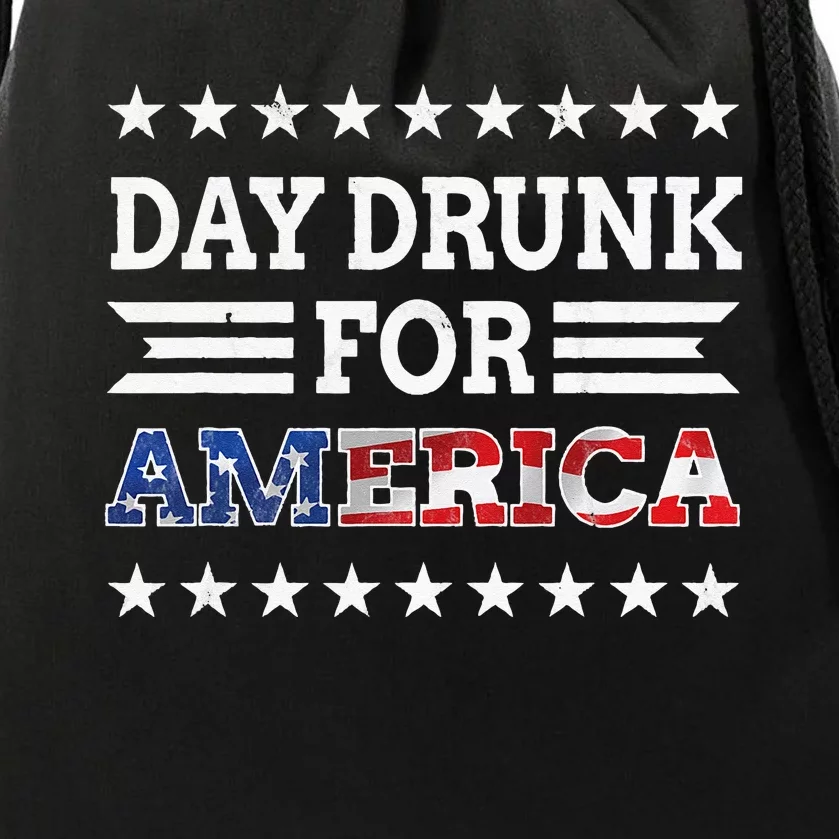 Day Drunk for America USA Patriotic Beer Lover 4th of July Drawstring Bag