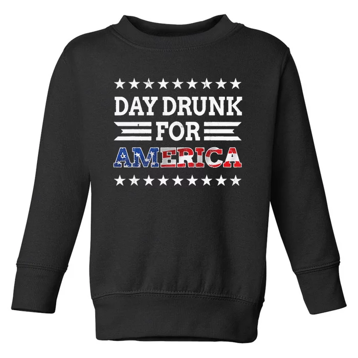 Day Drunk for America USA Patriotic Beer Lover 4th of July Toddler Sweatshirt