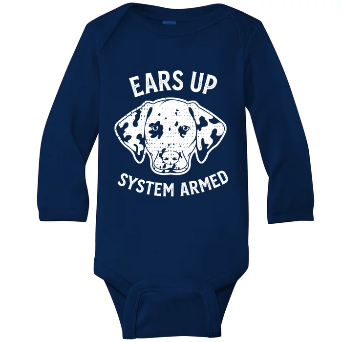 Dalmatian Dog Funny Cute Ears Up Puppy Lover Gift Baby Long Sleeve Bodysuit