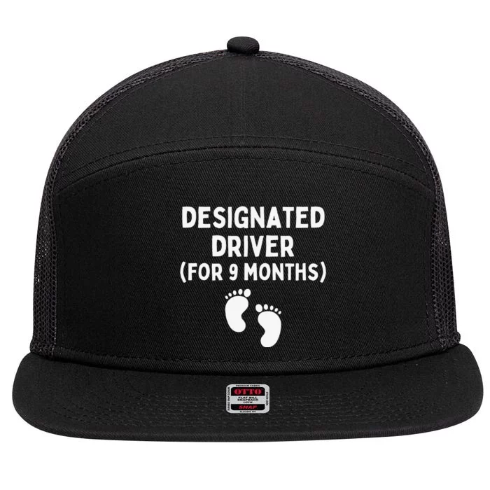 Designated Driver for 9 Months Funny Maternity Pregnancy 7 Panel Mesh Trucker Snapback Hat