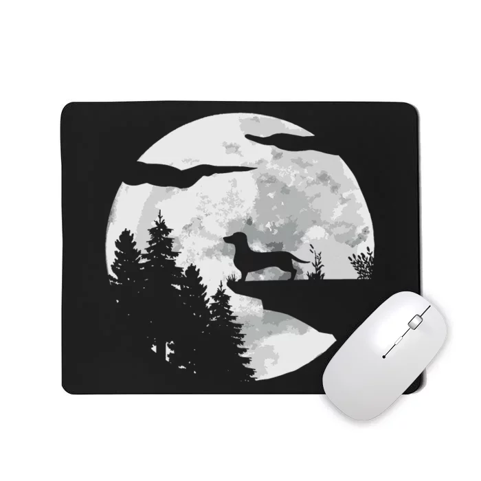 Dachshund Dog Full Moon At Night Pet Dogie Wiener Dog Mousepad