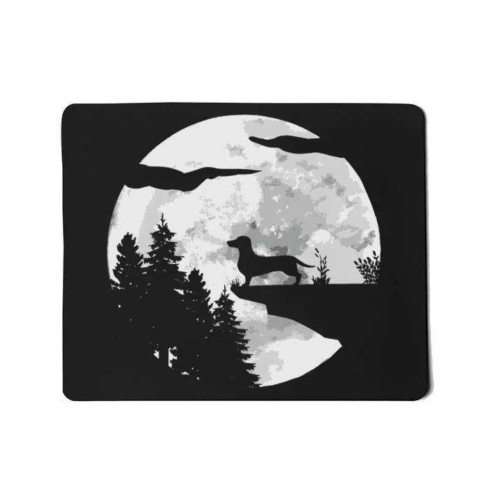 Dachshund Dog Full Moon At Night Pet Dogie Wiener Dog Mousepad