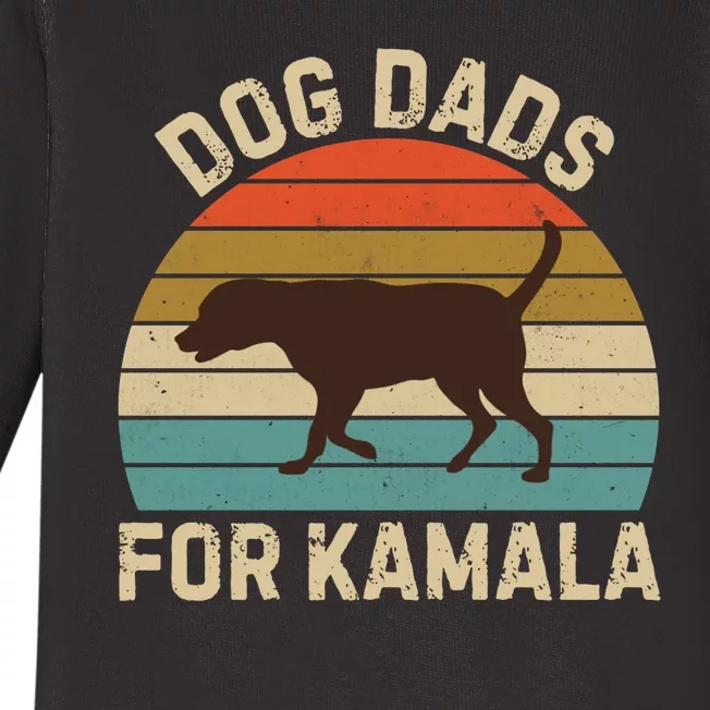 Dog Dads For Kamala Harris 2024 Chocolate Lab Dad Baby Long Sleeve Bodysuit