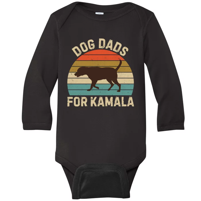 Dog Dads For Kamala Harris 2024 Chocolate Lab Dad Baby Long Sleeve Bodysuit