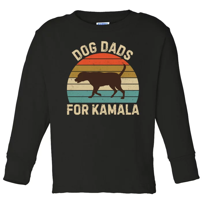 Dog Dads For Kamala Harris 2024 Chocolate Lab Dad Toddler Long Sleeve Shirt