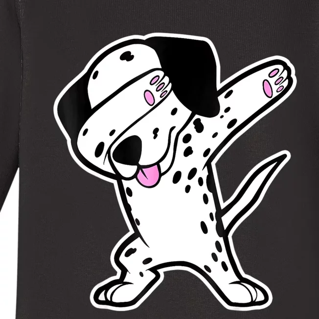 Dalmatian Dabbing Funny Dalmation Dab Dog Dance Baby Long Sleeve Bodysuit